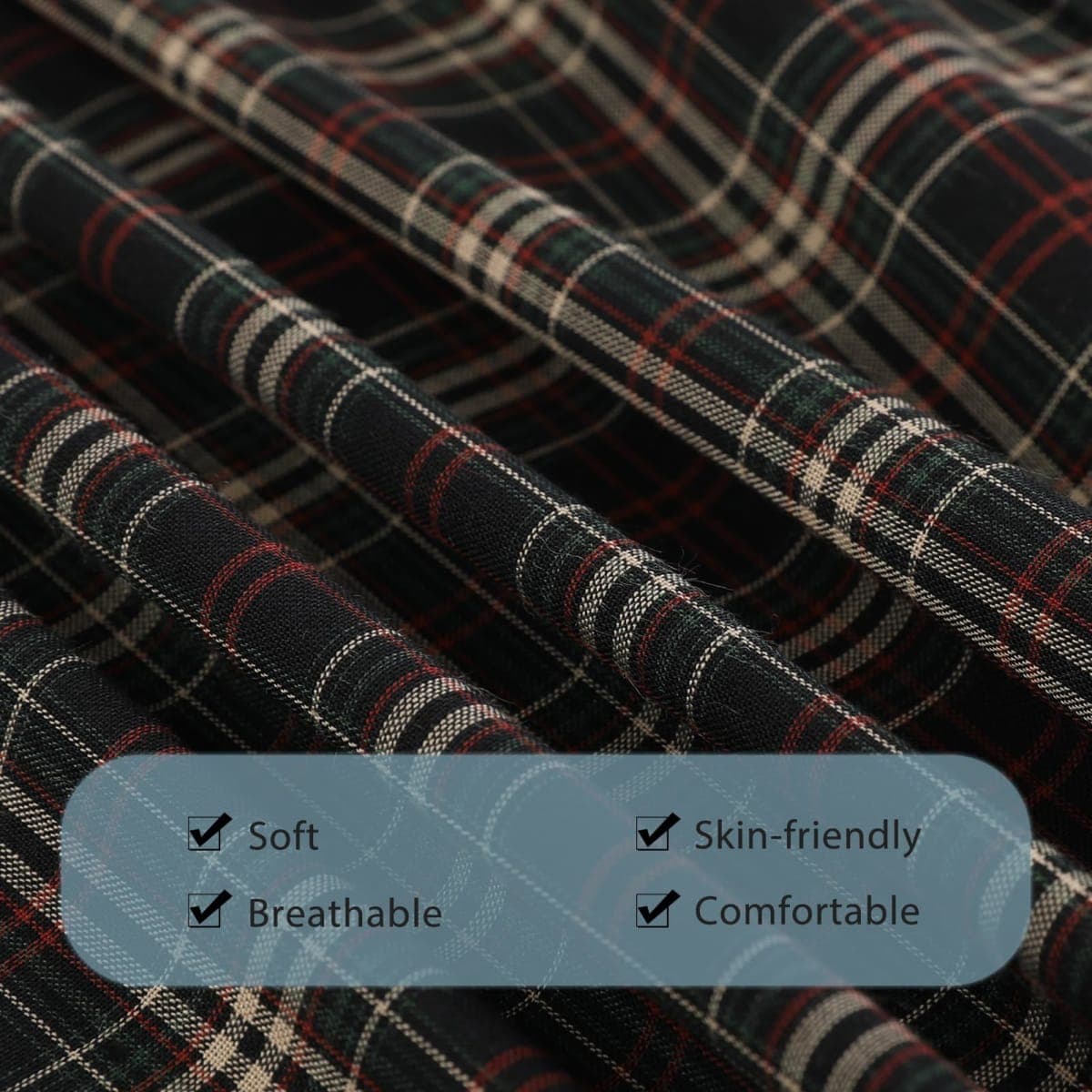 BAMBOO COOL Men's Underwear Woven Boxer Shorts,Classic Relaxed Fit,Lightweight Plaid Boxers,6 Pack, Assorted Plaid a (6 Pack), Medium thumbnail 3