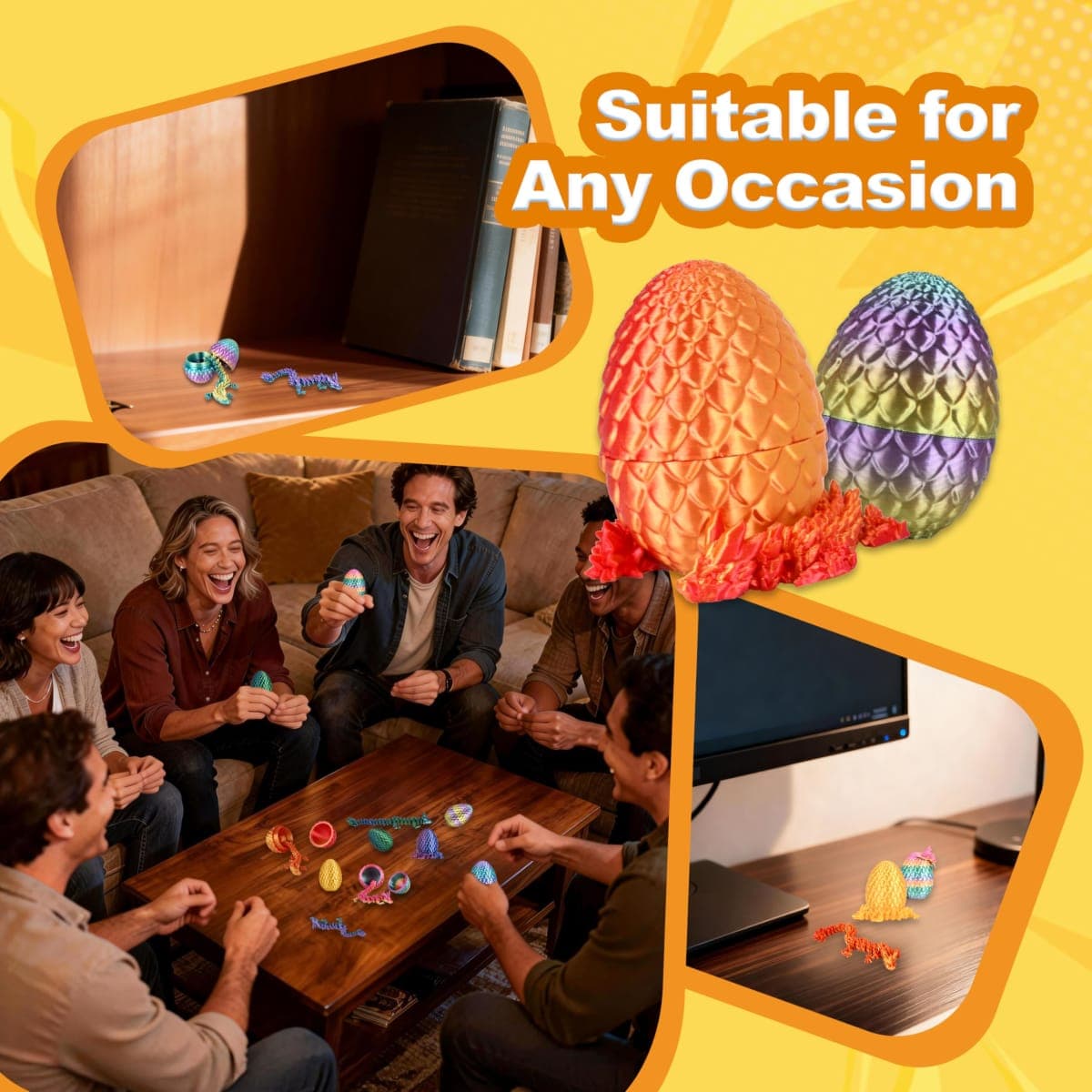 Impossmaker 8PCS 3D Printed Dragon Eggs, Prefilled Easter Dragon Egg for Basket Stuffers, Goodie Bag Fillers, Classroom Prize Supplies, Unique Easter Basket Essentials for Kids (Series A) thumbnail 4