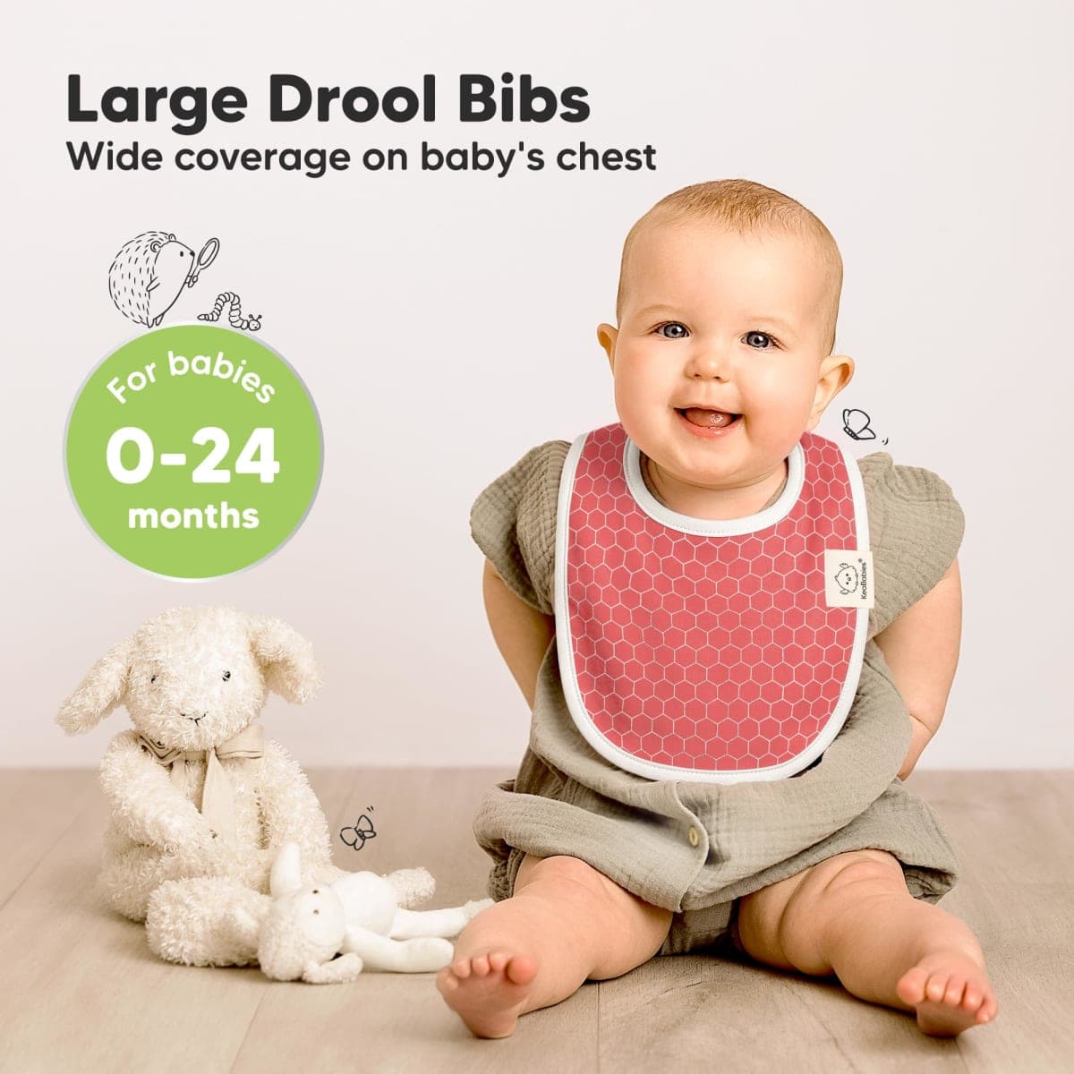KeaBabies 8-Pack Organic Baby Bibs for Drooling and Teething (Blush) thumbnail 2