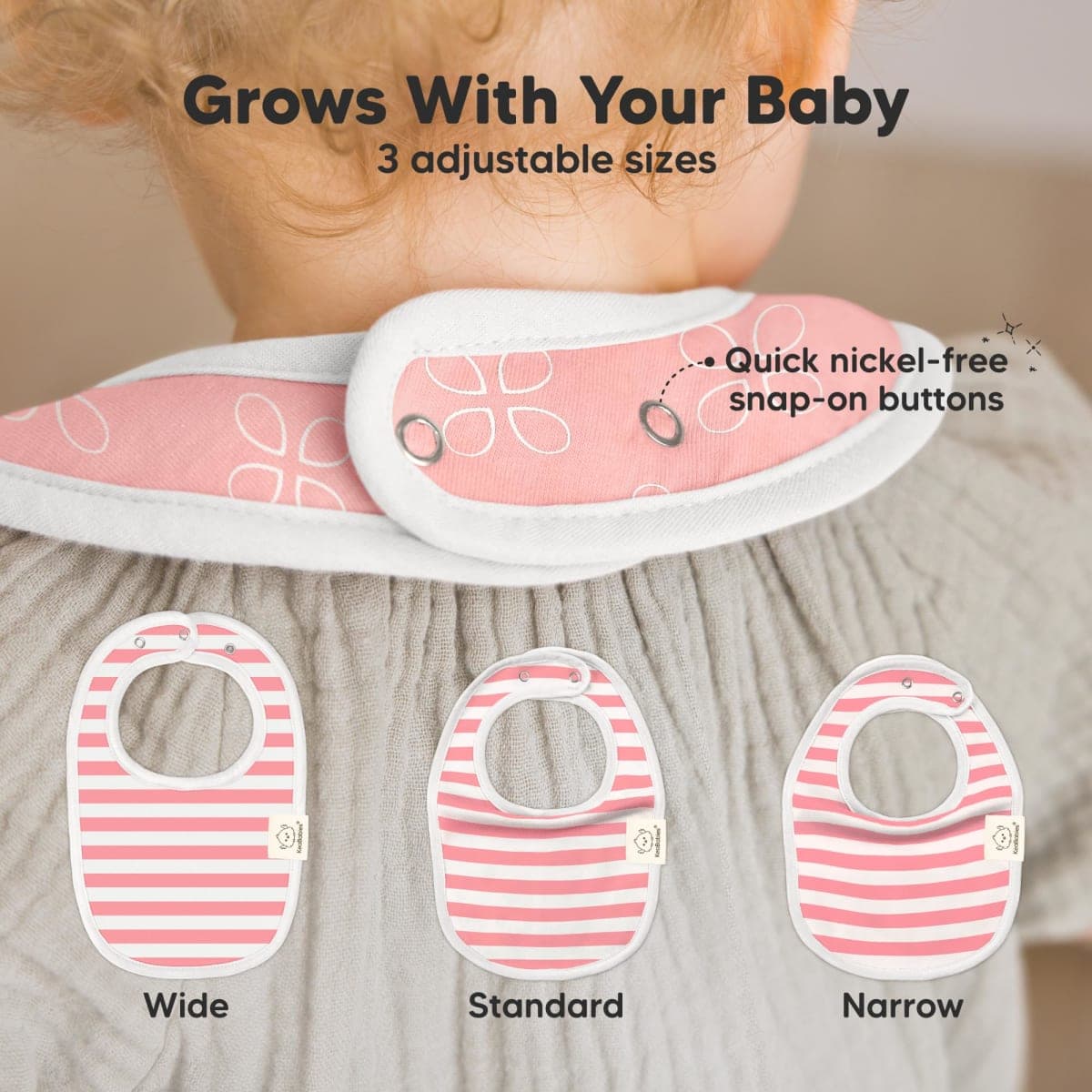 KeaBabies 8-Pack Organic Baby Bibs for Drooling and Teething (Blush) thumbnail 4