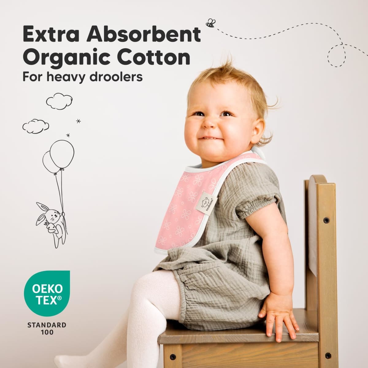 KeaBabies 8-Pack Organic Baby Bibs for Drooling and Teething (Blush) thumbnail 5