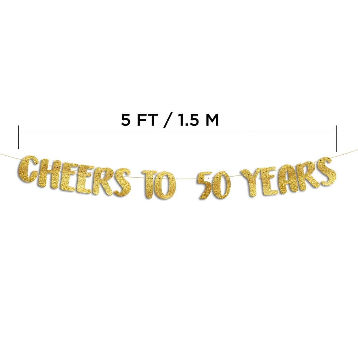 Pre-Strung Cheers to 50 Years Gold Glitter Banner - 50th Birthday and Anniversary Decorations for Men and Women - Party Supplies, Wall Decorations and Celebration Gifts thumbnail 3