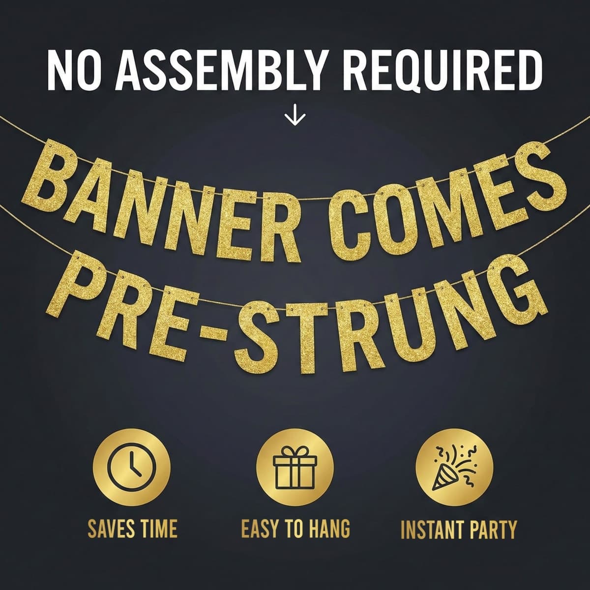 Pre-Strung Cheers to 50 Years Gold Glitter Banner - 50th Birthday and Anniversary Decorations for Men and Women - Party Supplies, Wall Decorations and Celebration Gifts thumbnail 5