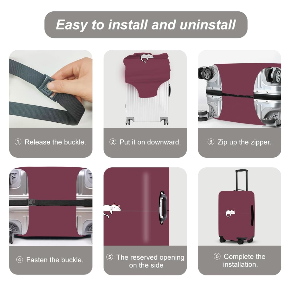 Animal Travel Luggage Cover Suitcase Protector Fits 18-32 Inch Case, 58, M(22"-25" Suitcase) thumbnail 5