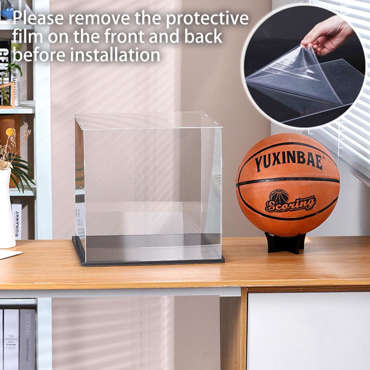 SANOSY Clear Acrylic Display Case UV Protected Acrylic Basketball Holder, Display Case for Autographed Basketball, for basketballs, Dolls, car Models, Souvenirs(Basketball) thumbnail 2