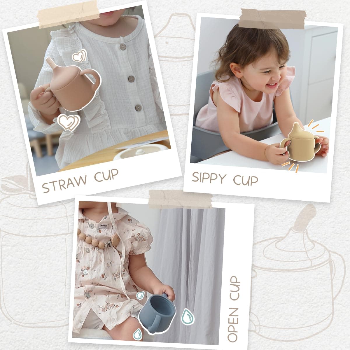 Moonkie Silicone Baby Sippy Cups | Straw Cup Baby | Toddler Cup with Straw | 3 Stages Training Cup for Baby Infants Toddlers and Kid, 4 oz(Ether) thumbnail 5