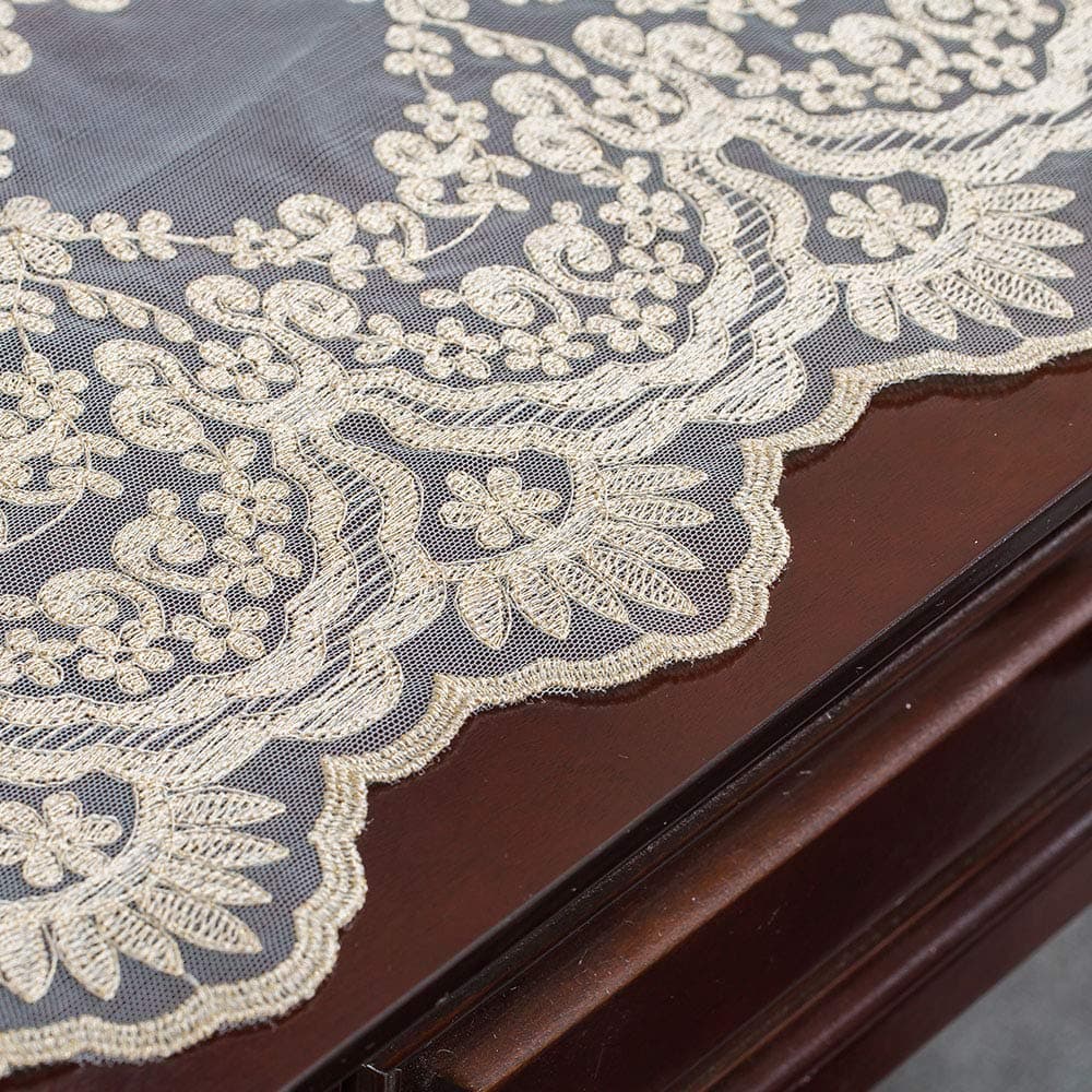ARTABLE Light Gold Lace Table Runner Macrame Embroidered 12 x 84 Inch thumbnail 4