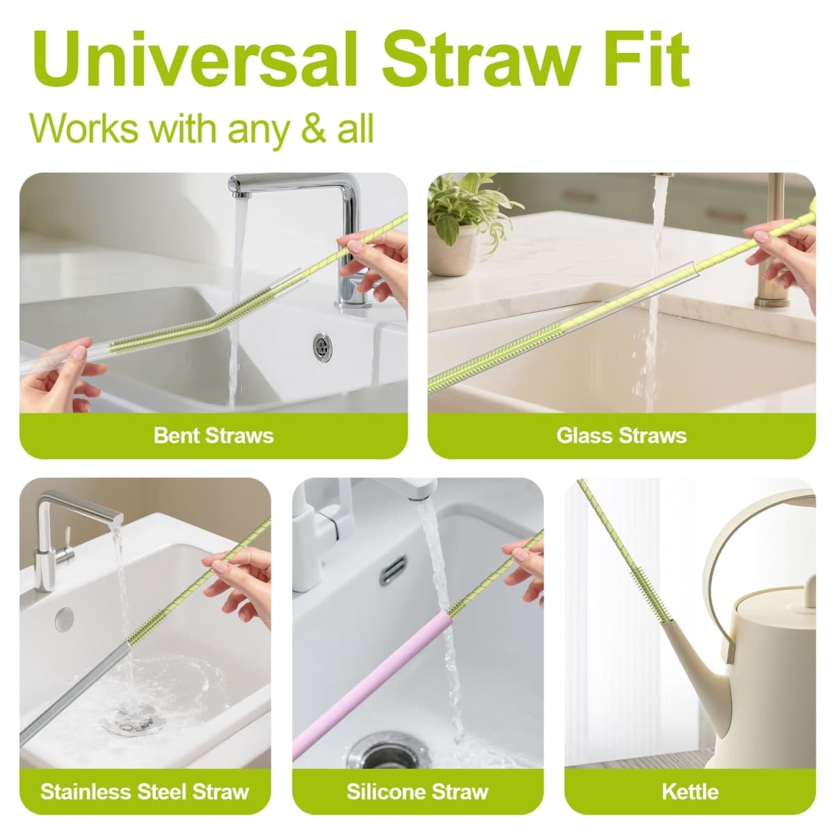 YOTIME Silicone Straw Cleaner Brush, 2 Pcs Reusable Straw Brush(6mm+9mm) for Cleaning Narrow & Wide Straws, Tumblers, Blue thumbnail 5
