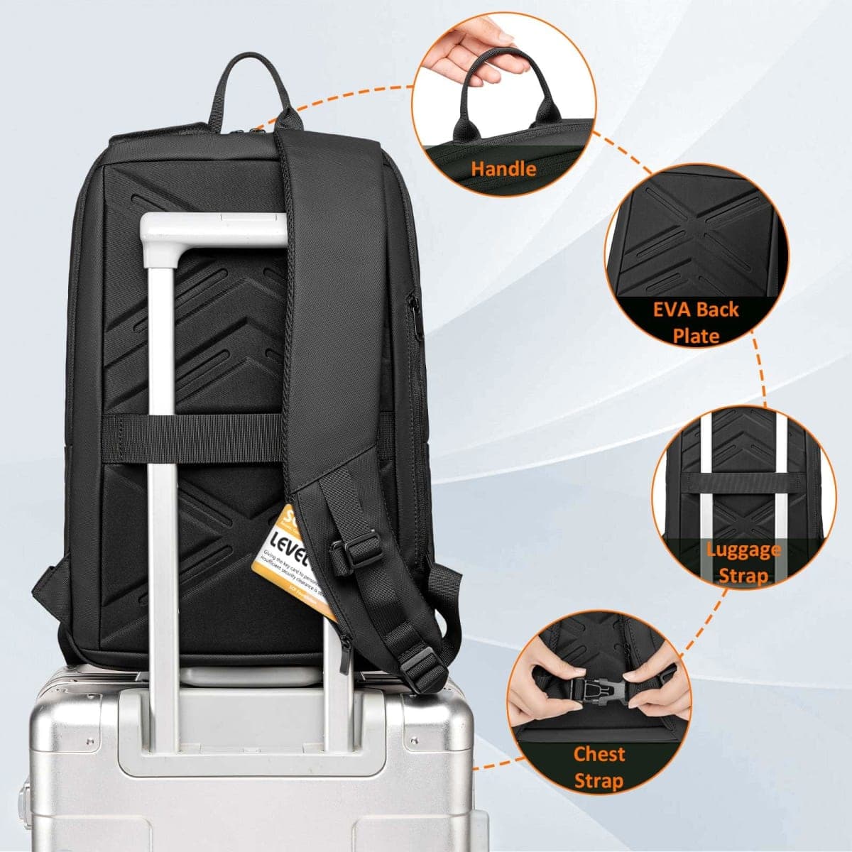 FENRUIEN Slim Laptop Backpack 15.6 Inch, Black, Black, Expandable, Business Backpack thumbnail 5
