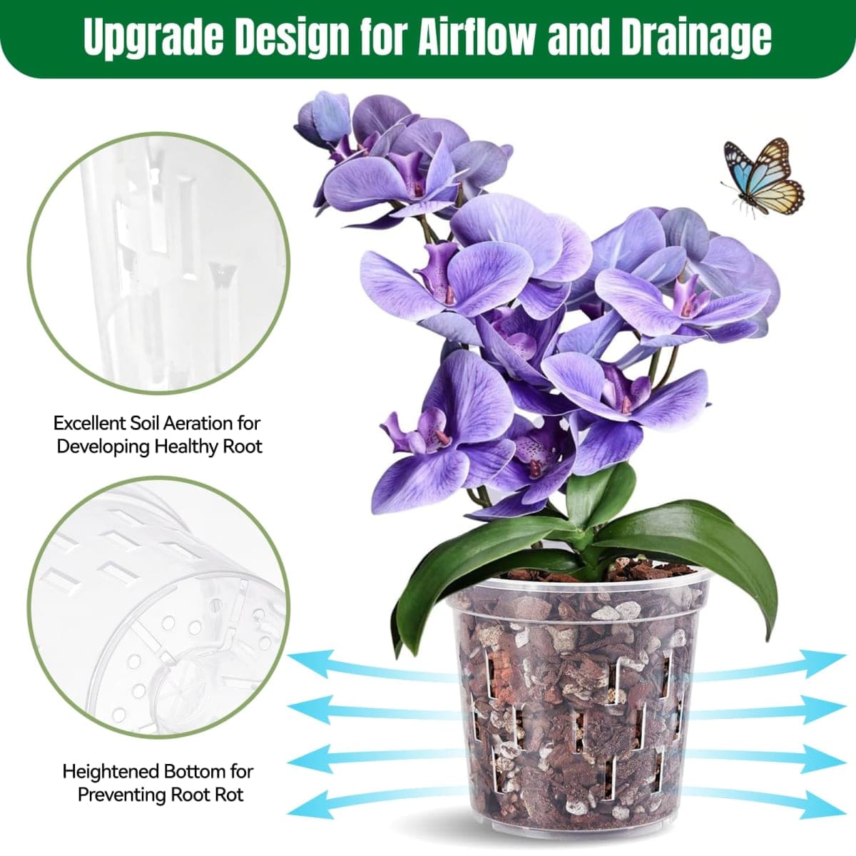 TRUEDAYS Orchid Pot – 6 Pack 4 Inch Clear Orchid Pots with Drainage Holes for Repotting – Ideal for Healthy Root Growth – Sturdy Plastic Plant Pot for Indoor & Outdoor Plants thumbnail 3