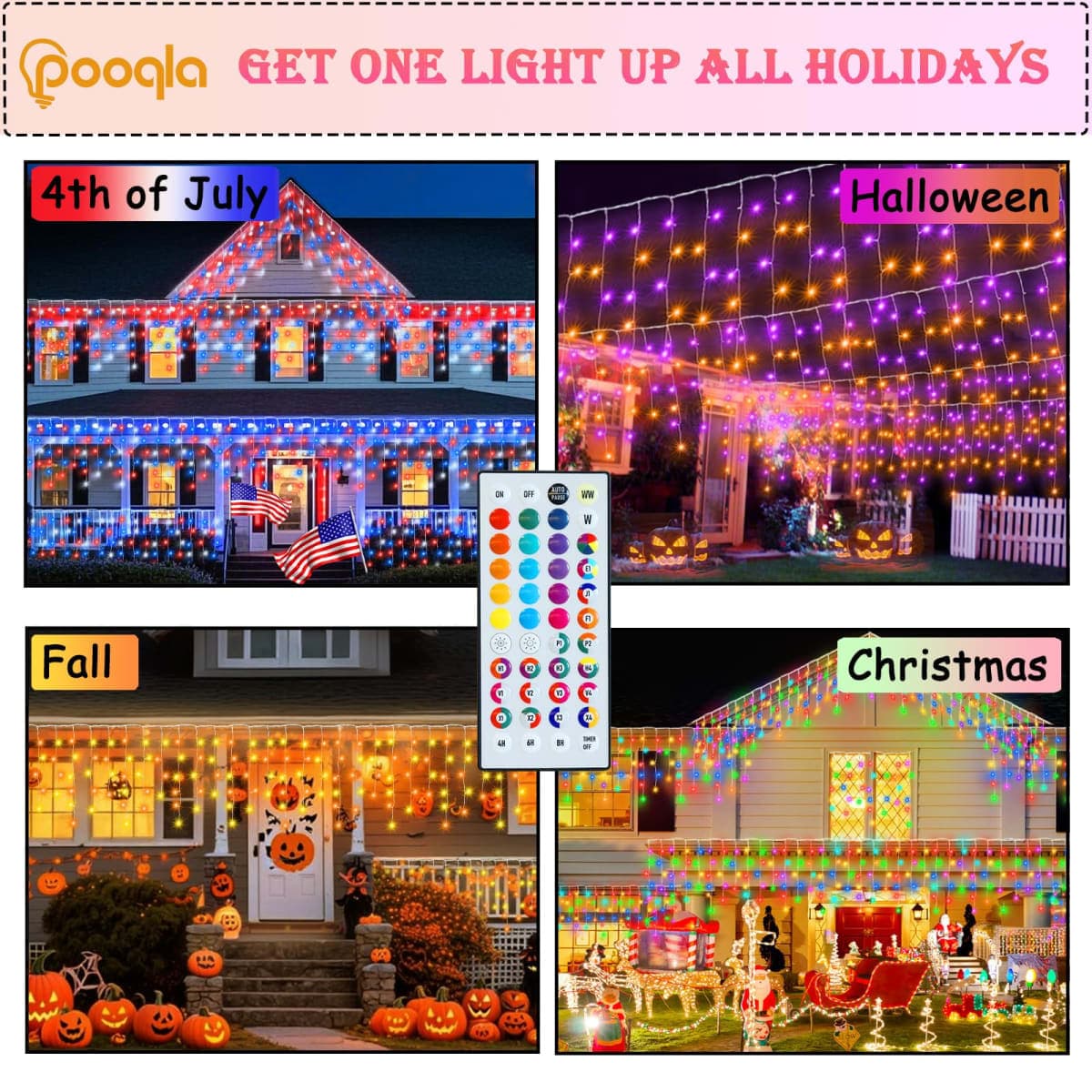 Pooqla 35 Colors Icicle Lights for Outside, 39FT Icicle Christmas Lights thumbnail 2