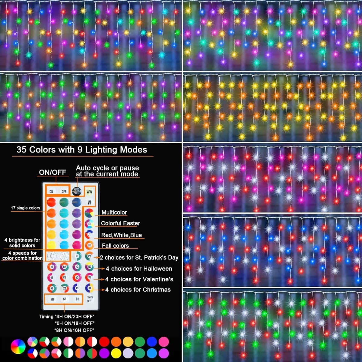 Pooqla 35 Colors Icicle Lights for Outside, 39FT Icicle Christmas Lights thumbnail 4