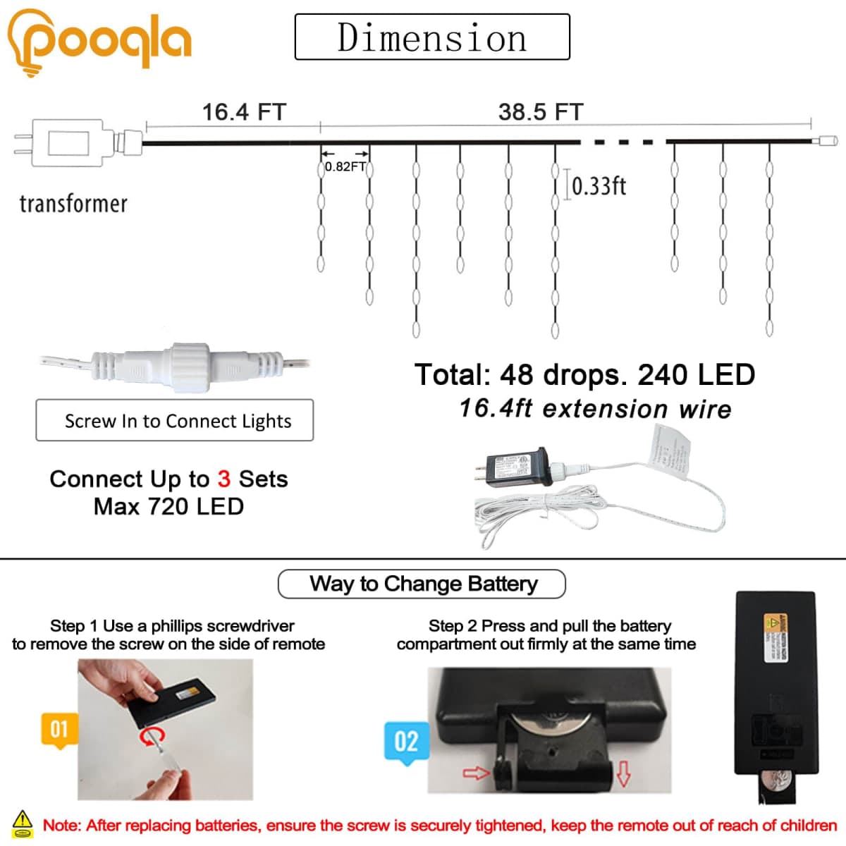 Pooqla 35 Colors Icicle Lights for Outside, 39FT Icicle Christmas Lights thumbnail 5