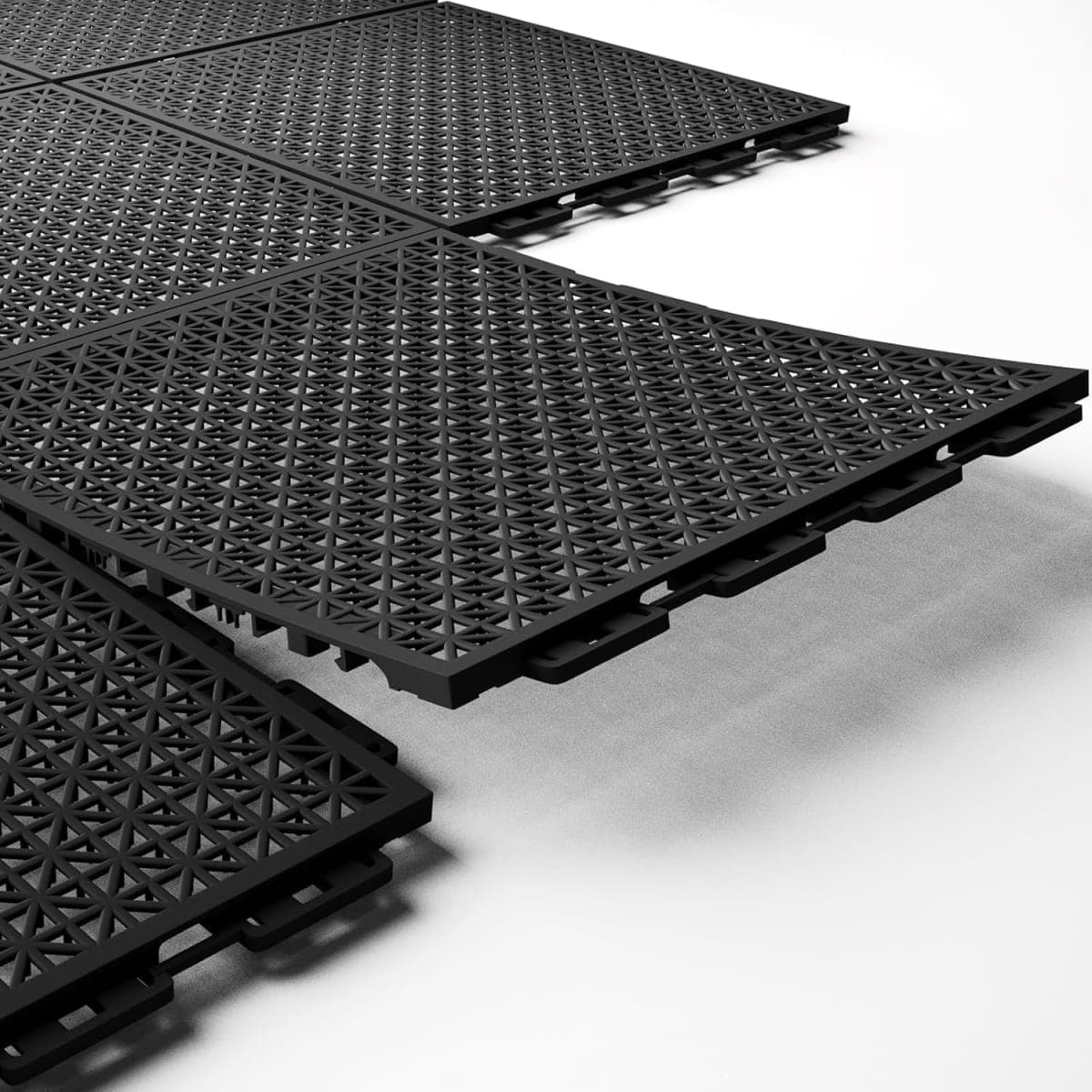 16 PCS Modular Interlocking Cushion Interlocking Floor Tiles with Hole Drainage Tiles Mat 10" x 10" Non Slip Pool Deck Mat Outdoor for Drain Deck Pool Patio Shower Kitchen Balcony(Black) thumbnail 5
