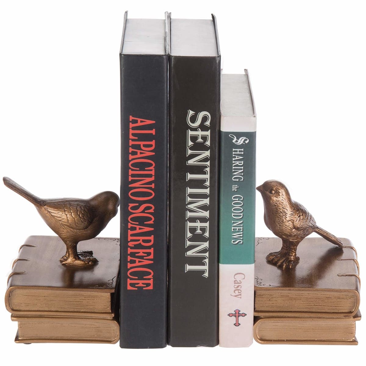 MyGift Gold Bird Bookends Decorative for Heavy Books, Brass Book Ends for Shelves, Vintage Resin Bookends, 1 Pair thumbnail 2