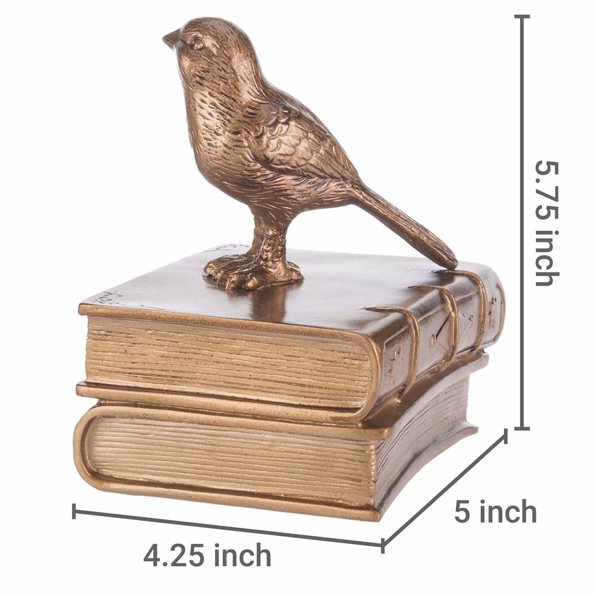 MyGift Gold Bird Bookends Decorative for Heavy Books, Brass Book Ends for Shelves, Vintage Resin Bookends, 1 Pair thumbnail 4