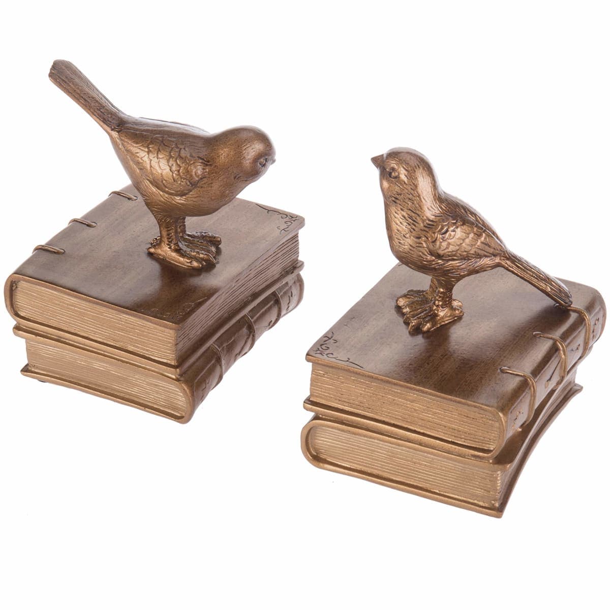 MyGift Gold Bird Bookends Decorative for Heavy Books, Brass Book Ends for Shelves, Vintage Resin Bookends, 1 Pair thumbnail 5