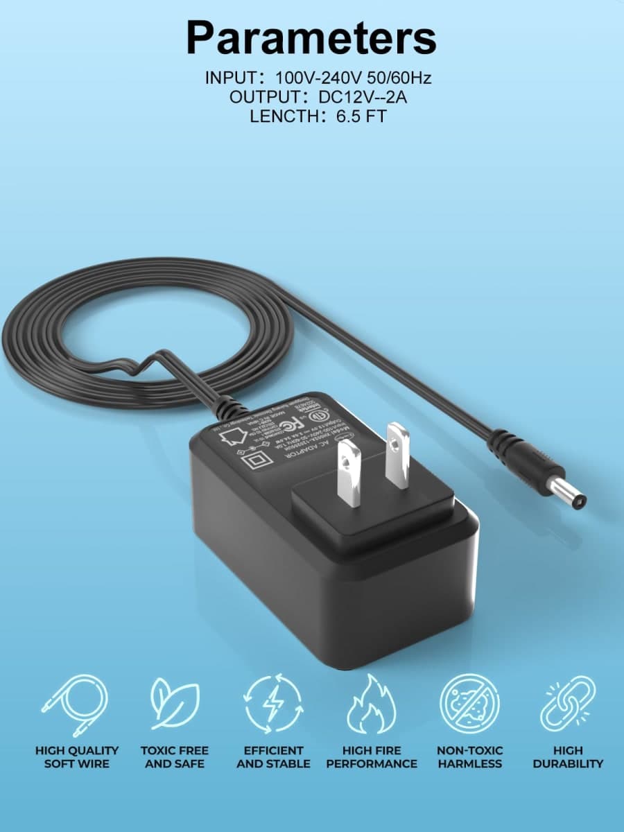 Tinkon 12V AC Power Cord for WD Western Digital My Book External HDD thumbnail 5