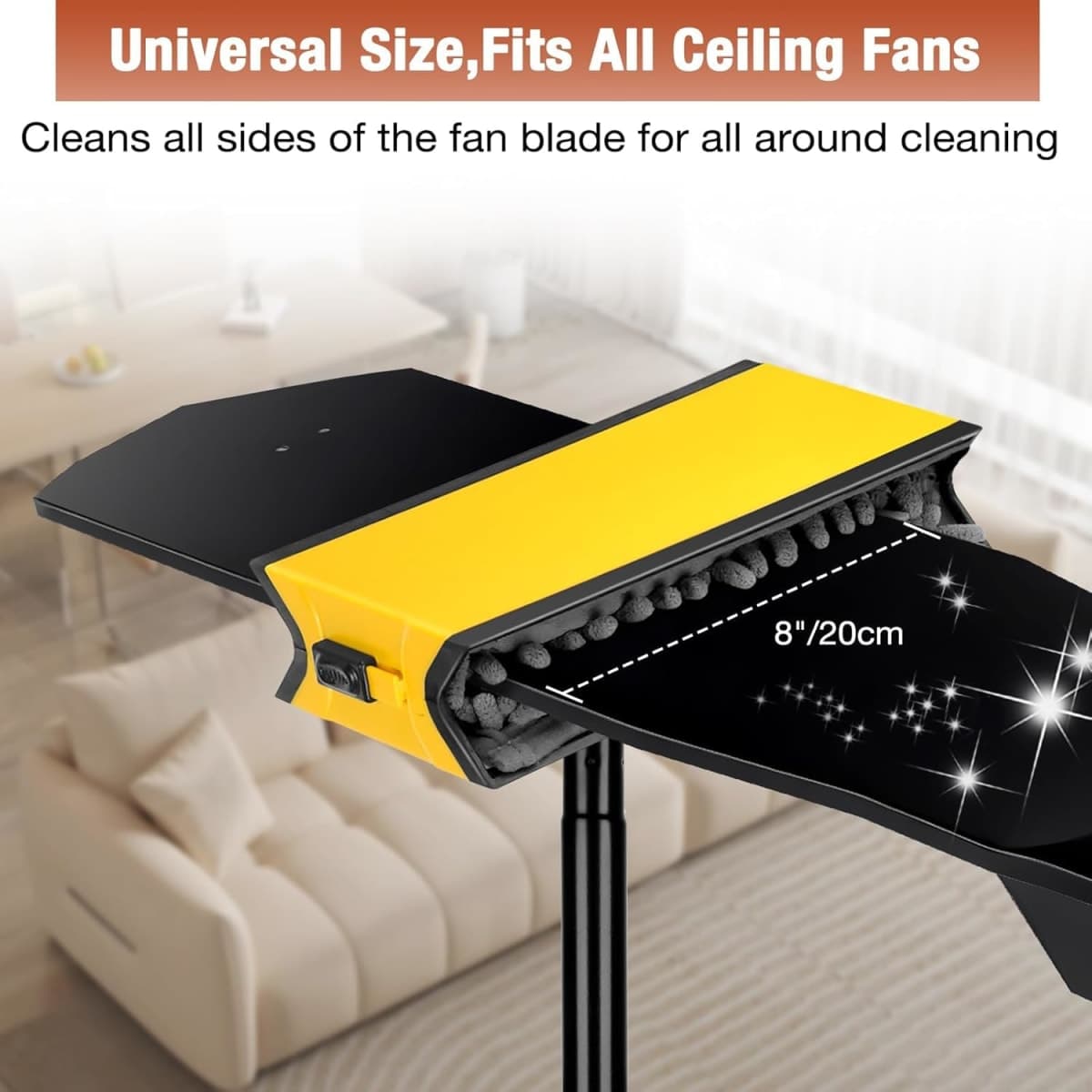 Ceiling Fan Cleaner Duster with Extension Pole, Fan Blade Cleaner Microfiber Cleaning Tool with Reusable Chenille Mop Head for High Ceiling Fan Blade Blinds Cobweb thumbnail 2
