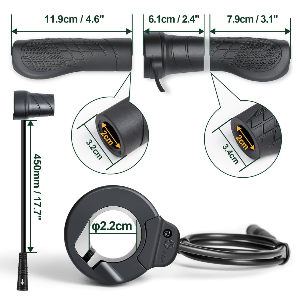 E-Mangue Half-Twist Throttle for Electric Bike, Waterproof Speed Throttle Handlebar for BAFANG BBS01B BBS02B BBSHD Mid Motors Conversion Kit Accessories thumbnail 3