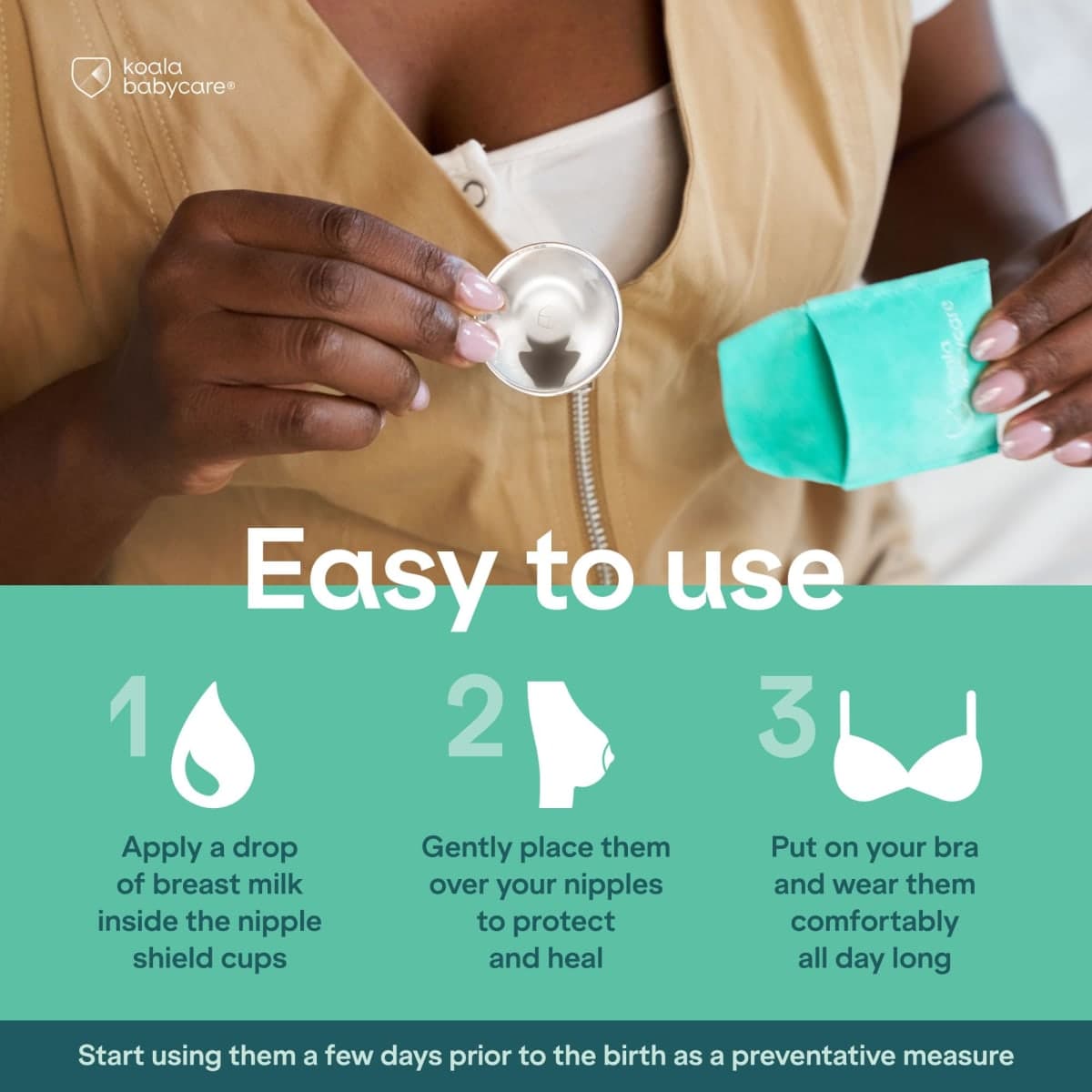 Nipple Shields in Trilaminate Silver, Nickel-free for the Prevention and Treatment of Breast Fissures during Breastfeeding | Medical Device Class 1 Koala Silver Cup thumbnail 4