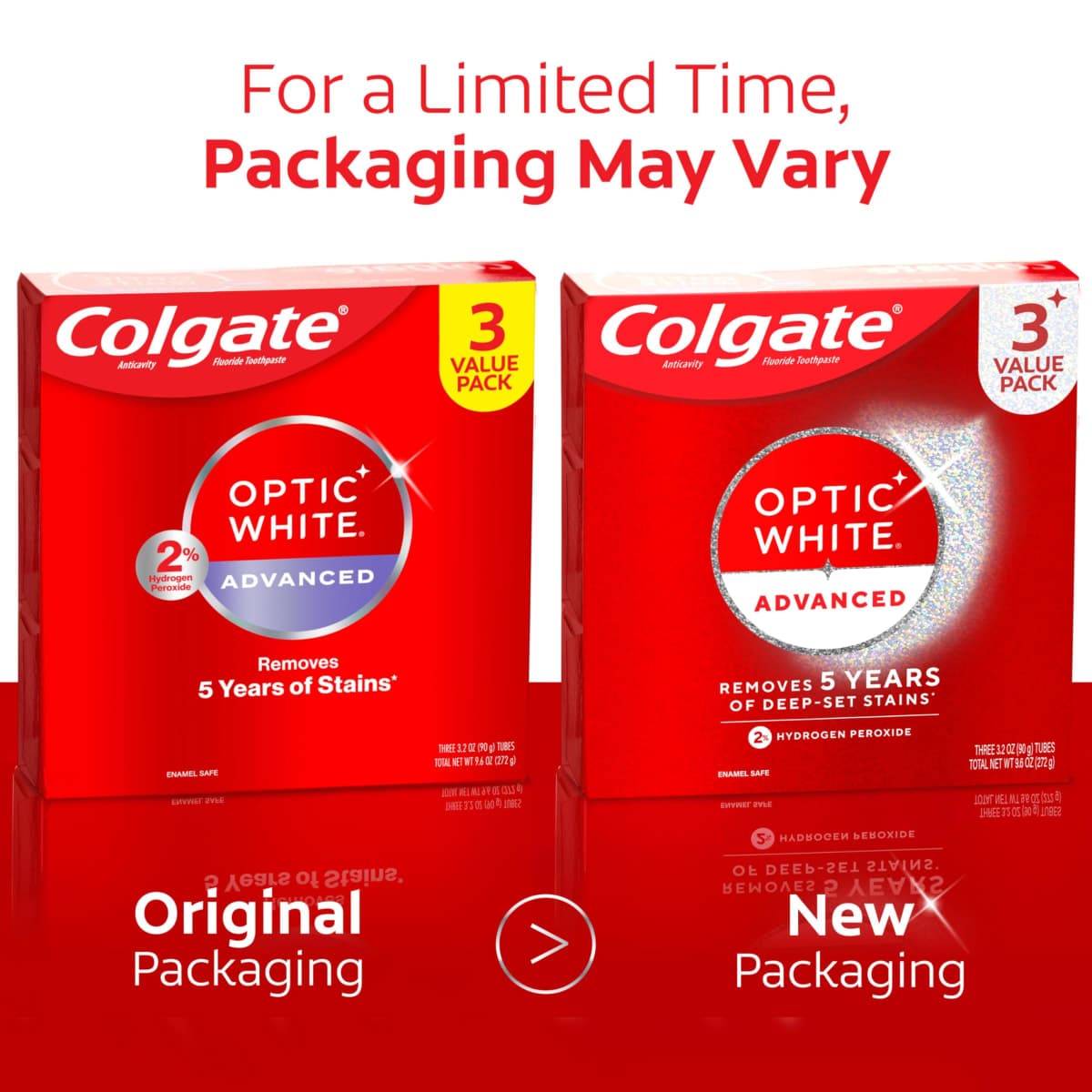 Colgate Optic White Advanced Teeth Whitening Toothpaste, Icy Fresh, 3.2 Ounce (Pack of 3) thumbnail 2