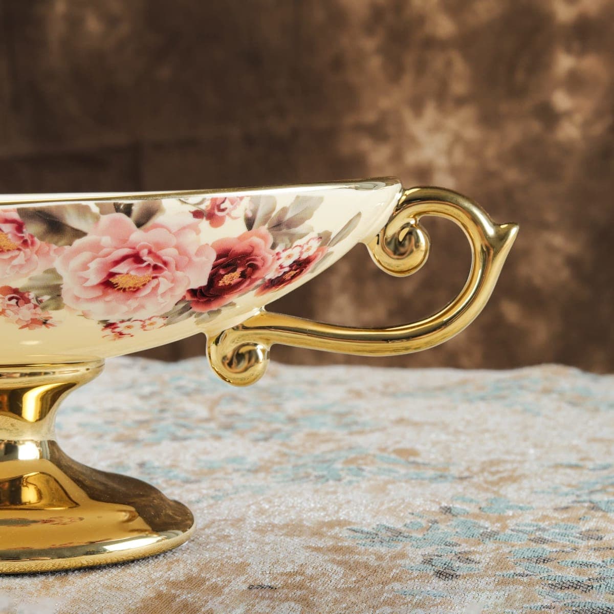 fanquare Floral Footed Fruit Bowl for Party, Fruit Holder for Kitchen Countertop, Decorative Bowls for Centerpieces thumbnail 4