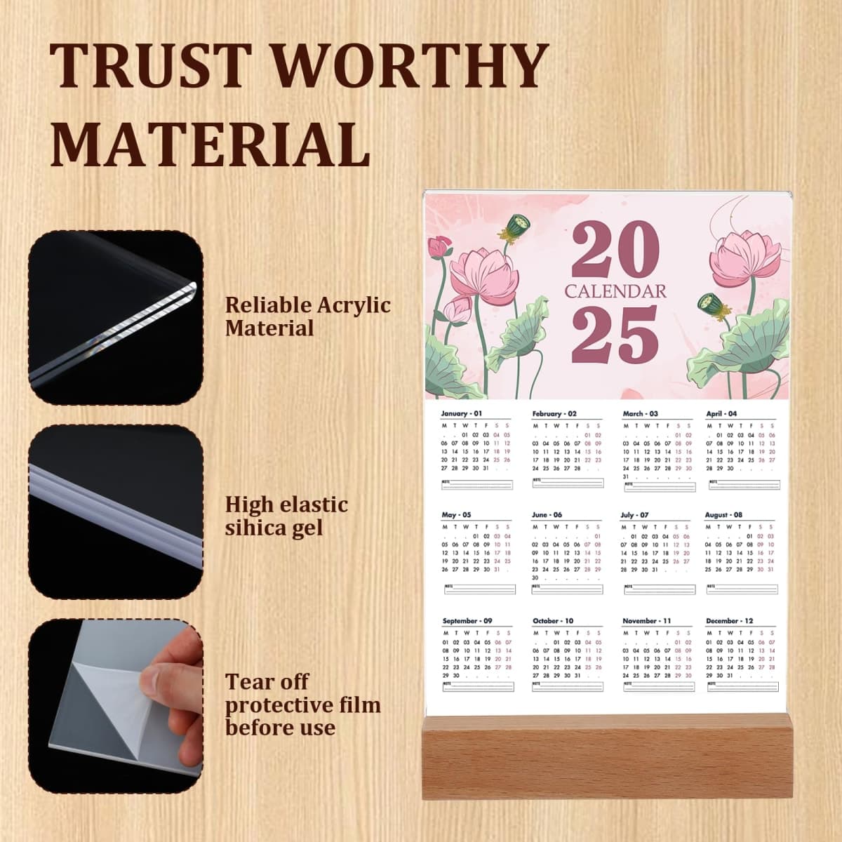 8 Pack Clear Acrylic Sign with Wood Base T Shape Sign Holder Vertical Acrylic Blank Stands Desktop Display Plastic Menu Frames Double Sided Flyer Stand for Wedding Restaurant Party Decoration thumbnail 3