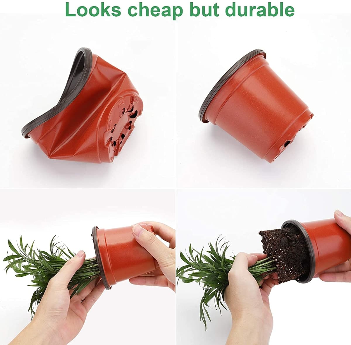 MIXC 30 Packs 4" Plant Nursery Pots with Humidity Domes, Soft Red Plastic Gardening Pot, Seedling Pots with 10pcs Plant Labels for Vegetable Propagation, Root Cutting, Seedling thumbnail 2
