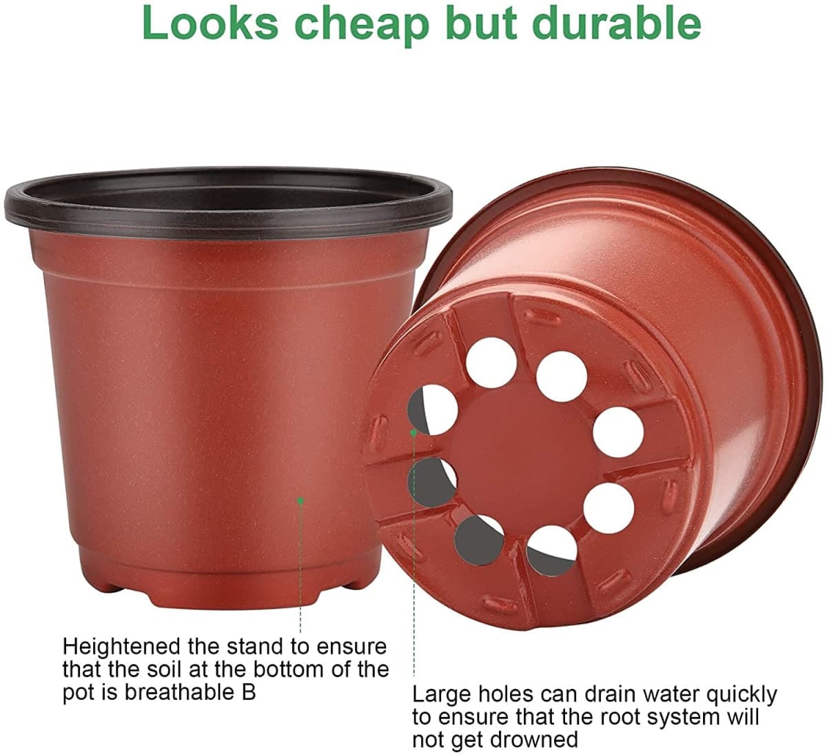 MIXC 30 Packs 4" Plant Nursery Pots with Humidity Domes, Soft Red Plastic Gardening Pot, Seedling Pots with 10pcs Plant Labels for Vegetable Propagation, Root Cutting, Seedling thumbnail 3