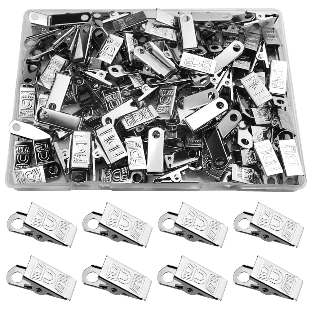 TOVOT 100PCS Anti-Slip Metal Clips 30MM Badge Holders Crocodile Shape Clamps Heavy Duty Metal Clips for Clothes Crafts Office thumbnail 3