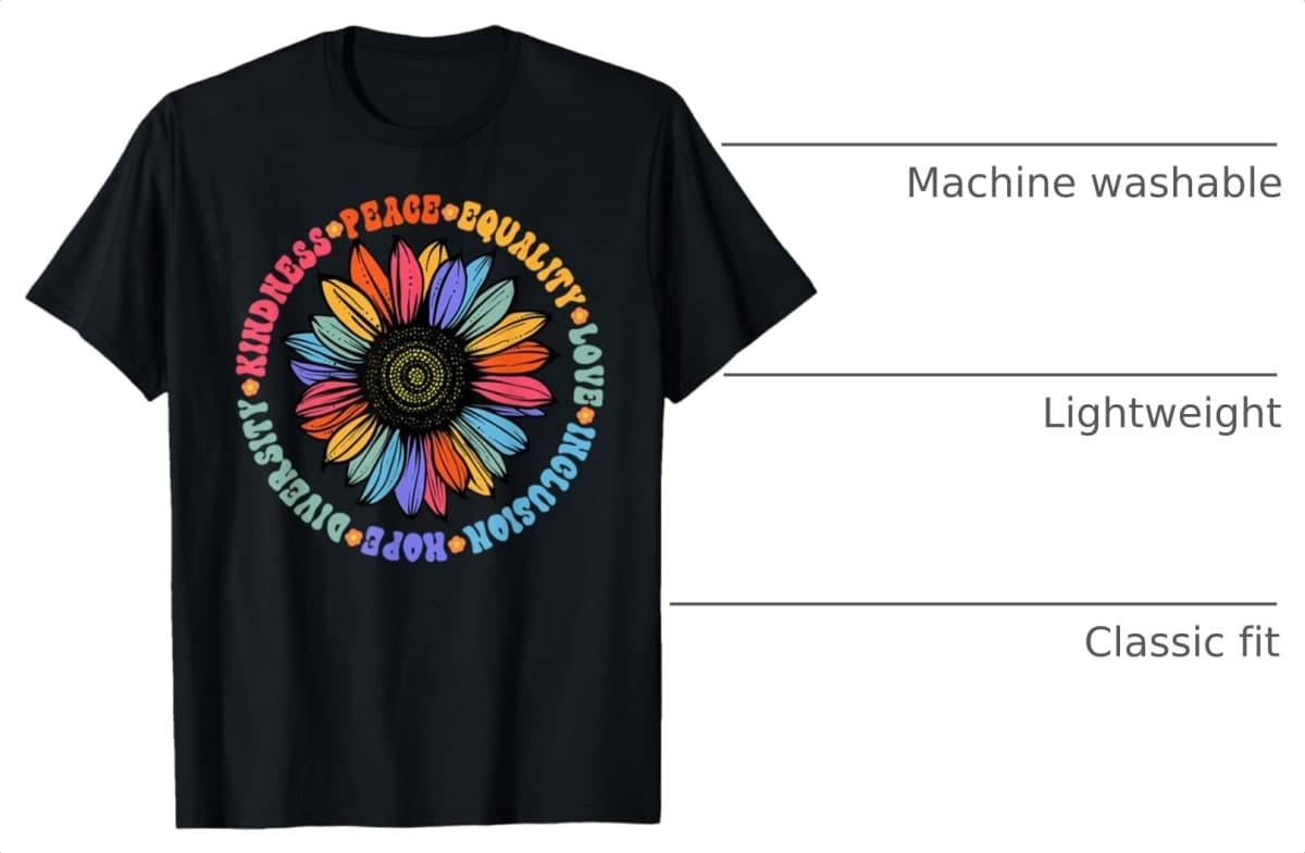 Kindness Peace Equality Love Hope Diversity Human Rights T-Shirt Small thumbnail 2