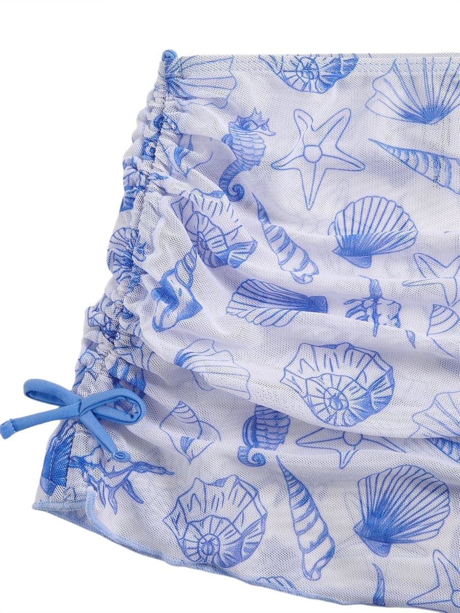 COZYEASE Girls' 3 Piece Set Floral Bikini Swimsuit with Beach Skirt thumbnail 2