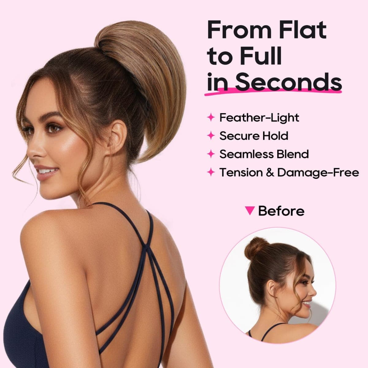 Ponytail Extension 8" Mini Clip Feather-Light Hairpiece for Short Hair thumbnail 5