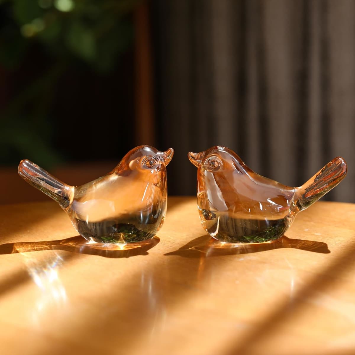 Reyife Small Bird Figurines Home Decor Glass Crystal Bird Statue (Gold) thumbnail 5