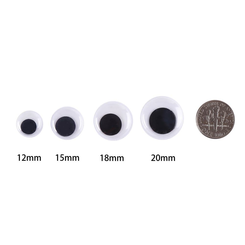 DECORA 500 Pieces 6mm -12mm Black Wiggle Googly Eyes with Self-Adhesive Backs for DIY Crafts Doll Making Sewing Supplies thumbnail 2