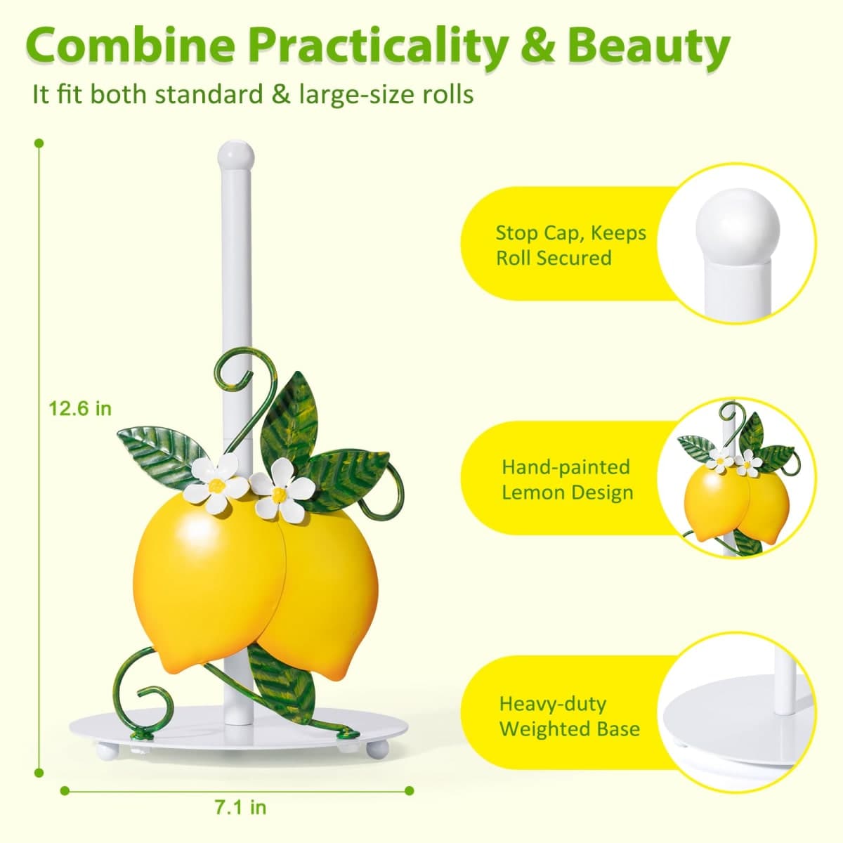 Shinlar Lemon Paper Towel Holder Countertop for Kitchen, 3D Handmade thumbnail 2
