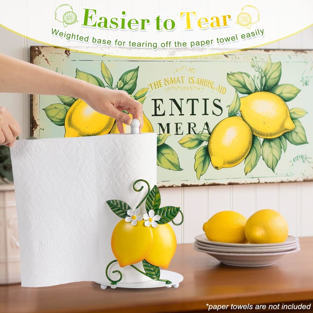 Shinlar Lemon Paper Towel Holder Countertop for Kitchen, 3D Handmade thumbnail 4