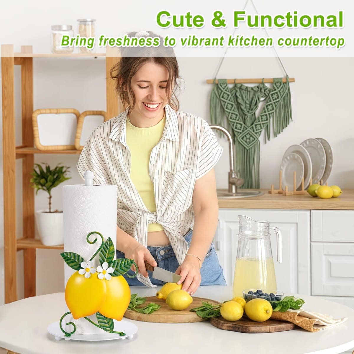 Shinlar Lemon Paper Towel Holder Countertop for Kitchen, 3D Handmade thumbnail 5