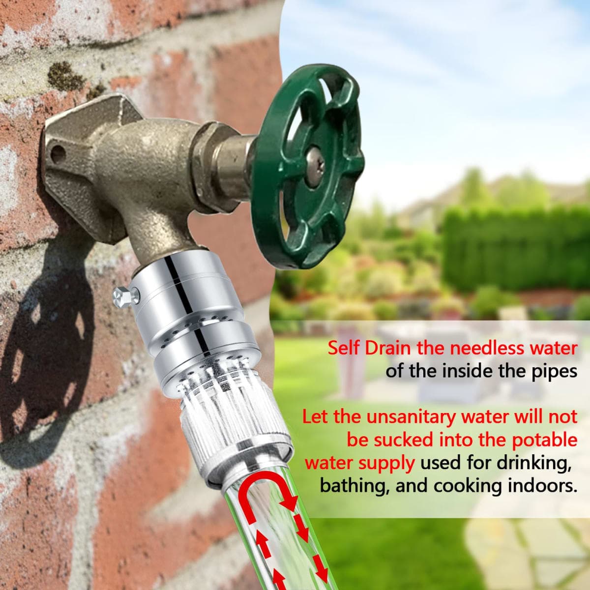 PK1390 No Lead Brass Hose Bib Vacuum Breaker, 1-1/16" Female Fine Thread Self-Draining Breaker for Healthy Portable Water (NOT fit 3/4" GHT Bibcock) thumbnail 4