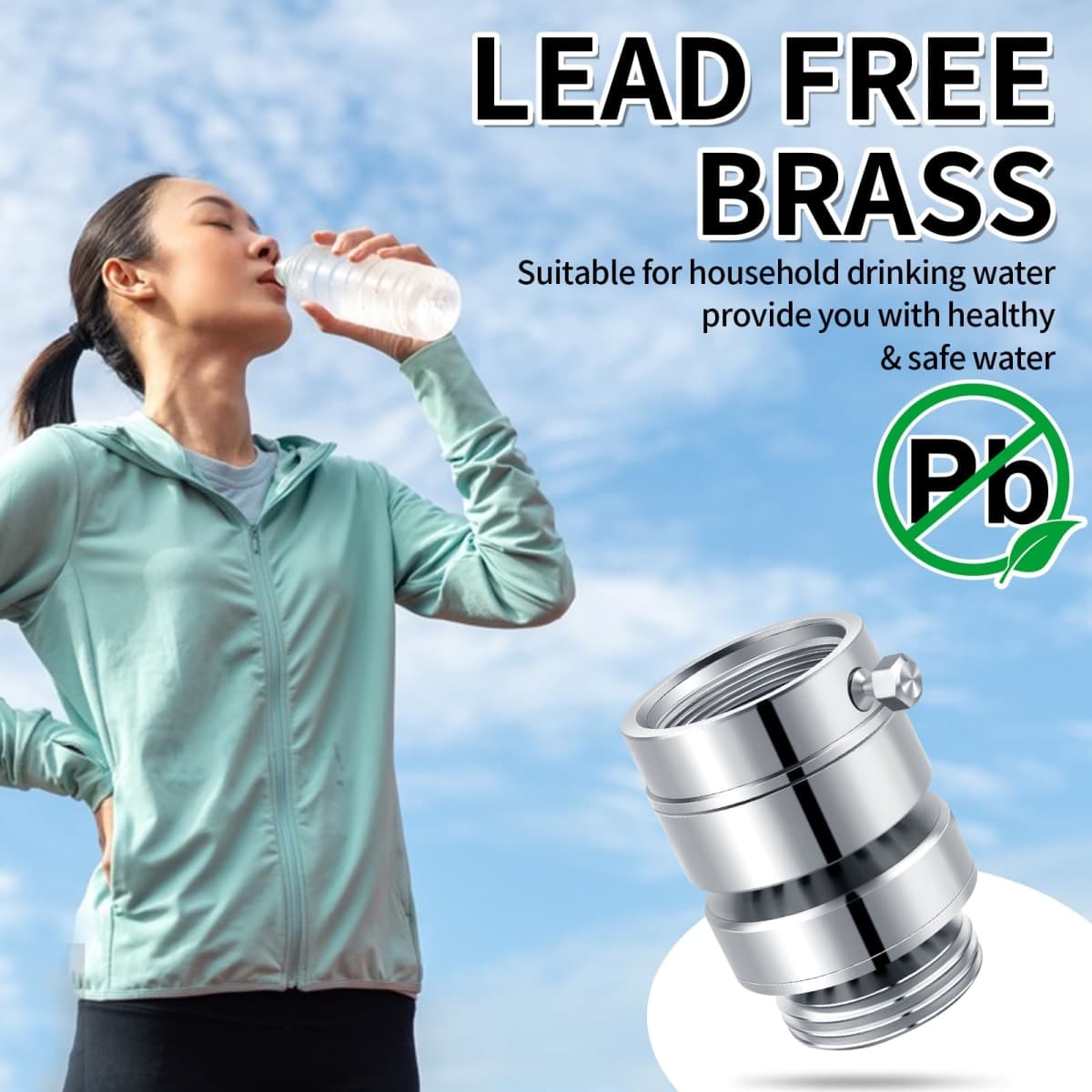 PK1390 No Lead Brass Hose Bib Vacuum Breaker, 1-1/16" Female Fine Thread Self-Draining Breaker for Healthy Portable Water (NOT fit 3/4" GHT Bibcock) thumbnail 5