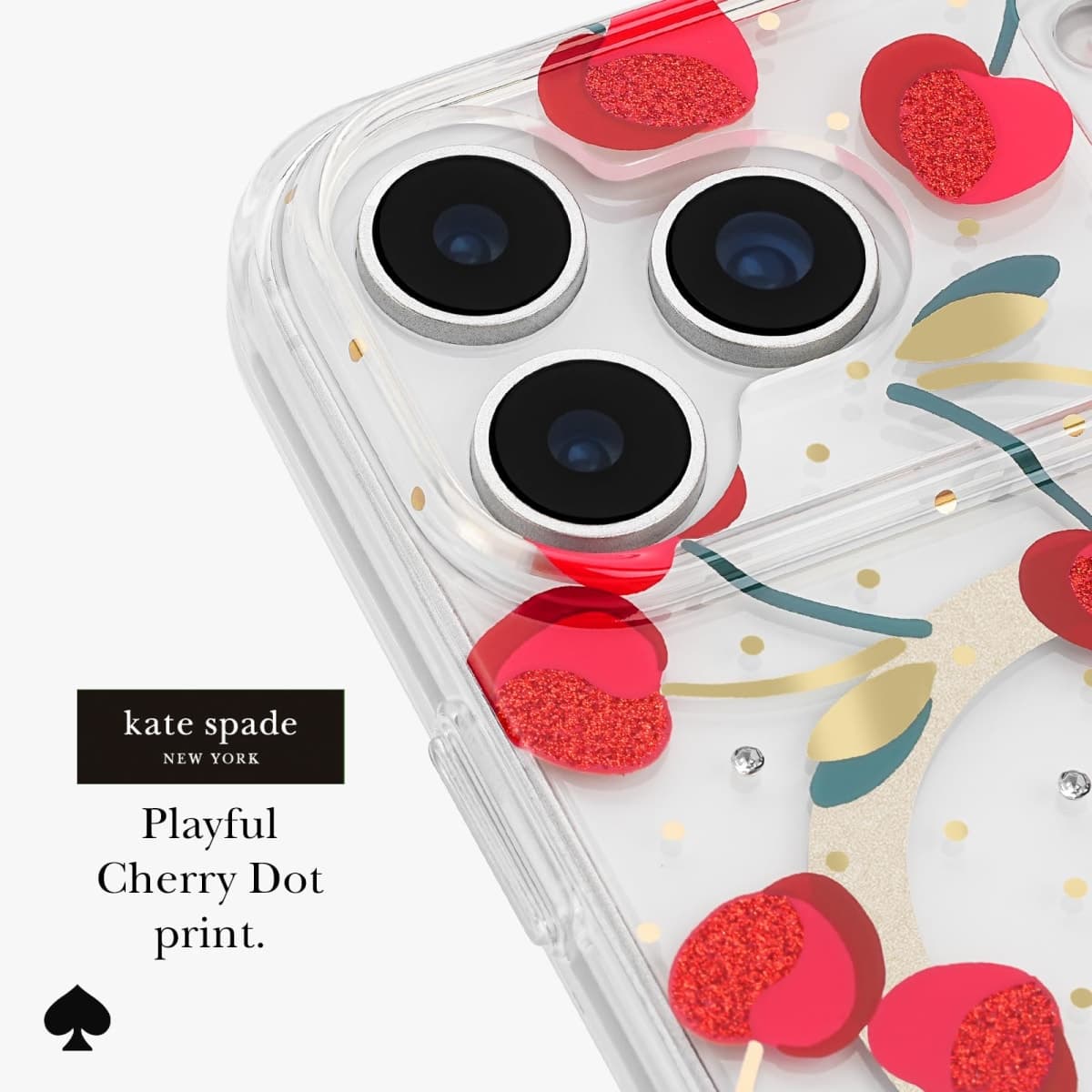 Kate Spade New York iPhone 17 Pro Max Case - Compatible with MagSafe - Designer Phone Case - Cherry Dot Gems thumbnail 3