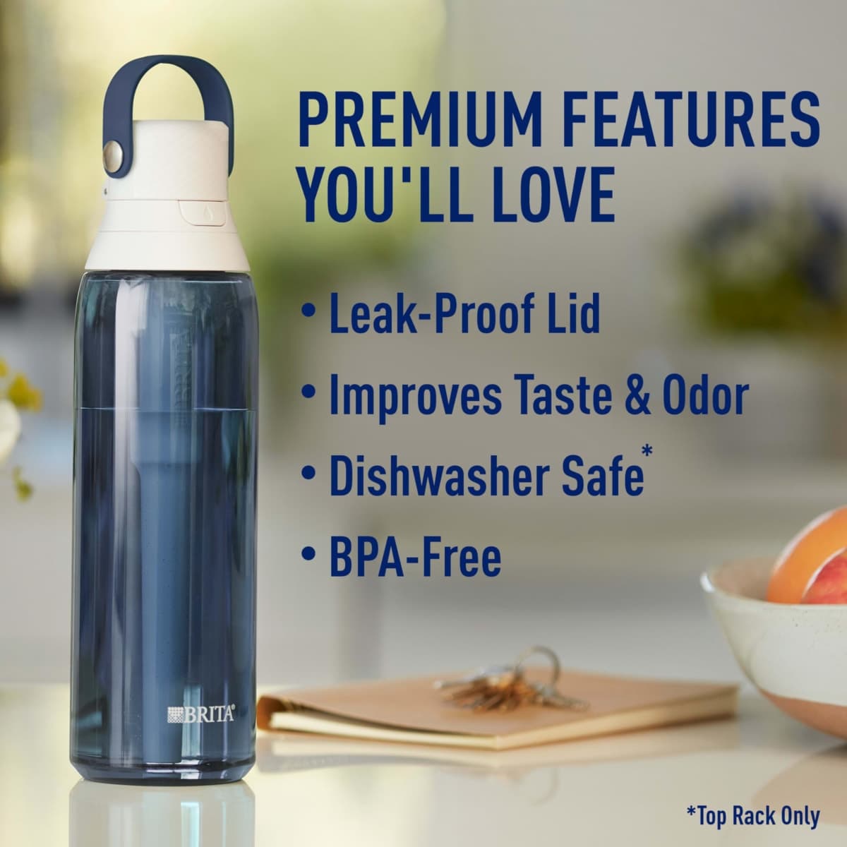 Brita Insulated Filtered Water Bottle with Straw, Reusable, BPA Free Plastic, Night Sky, 26 Ounce thumbnail 4