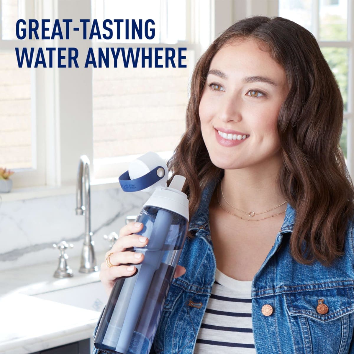 Brita Insulated Filtered Water Bottle with Straw, Reusable, BPA Free Plastic, Night Sky, 26 Ounce thumbnail 5