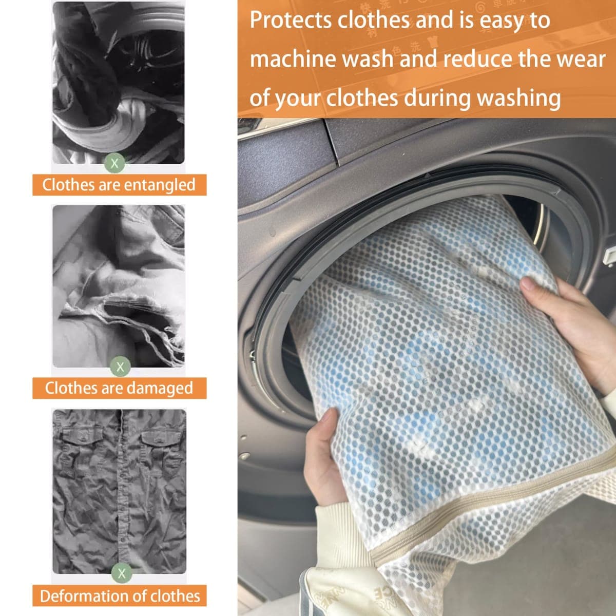6 Pack Laundry Bag, Durable Honeycomb Mesh Laundry Bags Suitable for Delicate Clothes Washing (3 Large, 3 Medium) Beige thumbnail 4