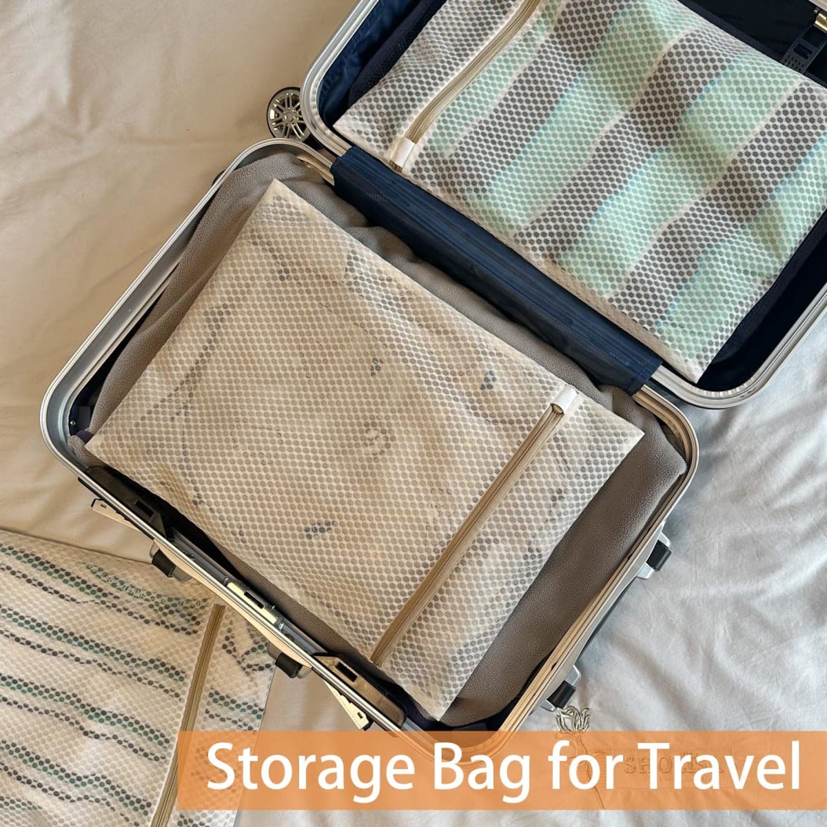 6 Pack Laundry Bag, Durable Honeycomb Mesh Laundry Bags Suitable for Delicate Clothes Washing (3 Large, 3 Medium) Beige thumbnail 5