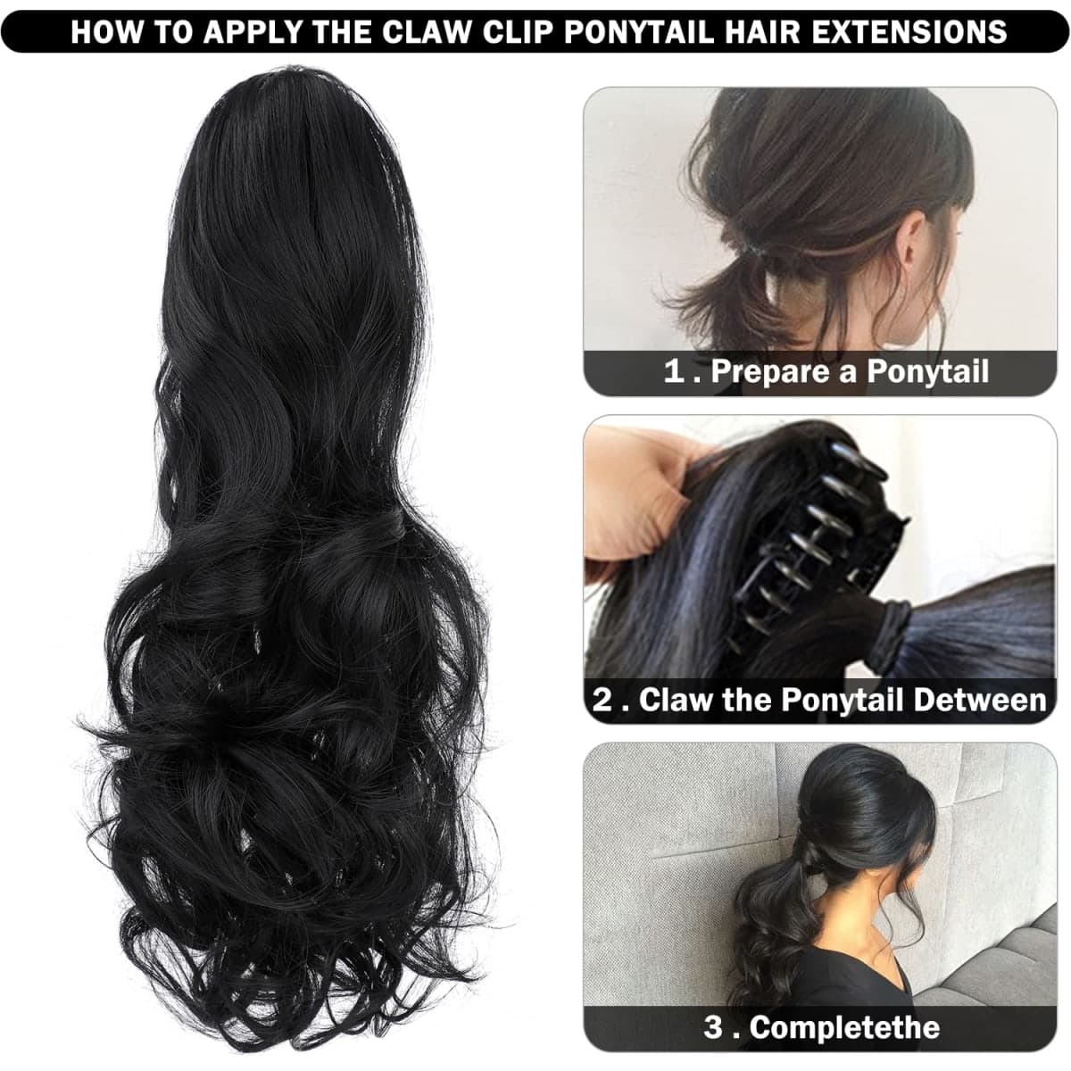 Mitrygreen Claw Clip Ponytail Extension 18" Clip in Wavy Ponytail Hair extensions Long Pony Tails for Women Extensions Dark Brown Mix Light Auburn Wave Hairpiece thumbnail 4