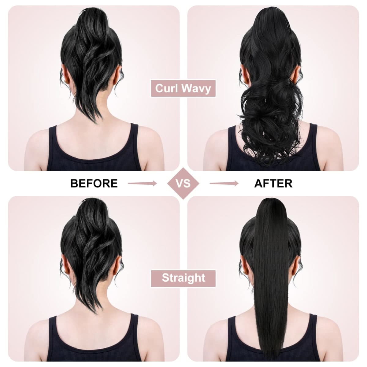 Mitrygreen Claw Clip Ponytail Extension 18" Clip in Wavy Ponytail Hair extensions Long Pony Tails for Women Extensions Dark Brown Mix Light Auburn Wave Hairpiece thumbnail 5