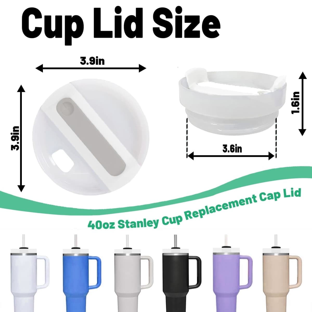 Fabenyok 40 OZ Tumbler Lid Replacement for Stanley Cup - 2 Pack Spill Proof Covers, Travel Accessories (Opaque - Frost) thumbnail 2