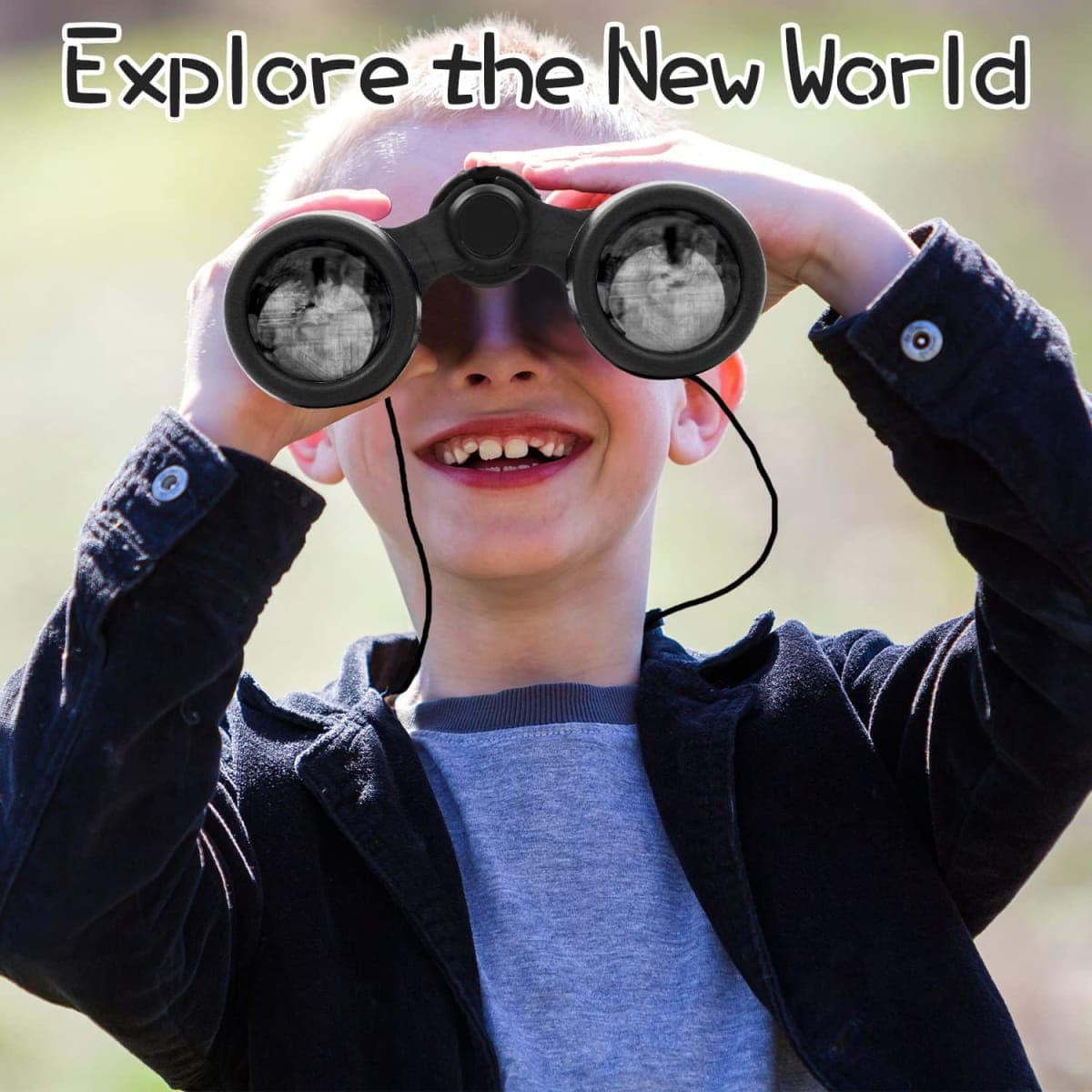 Scotamalone Kids Binoculars Shock Proof Toy Binoculars Set for Age 3-12 Years Old Boys Girls Bird Watching Educational Learning Hunting Hiking Birthday Presents black thumbnail 4